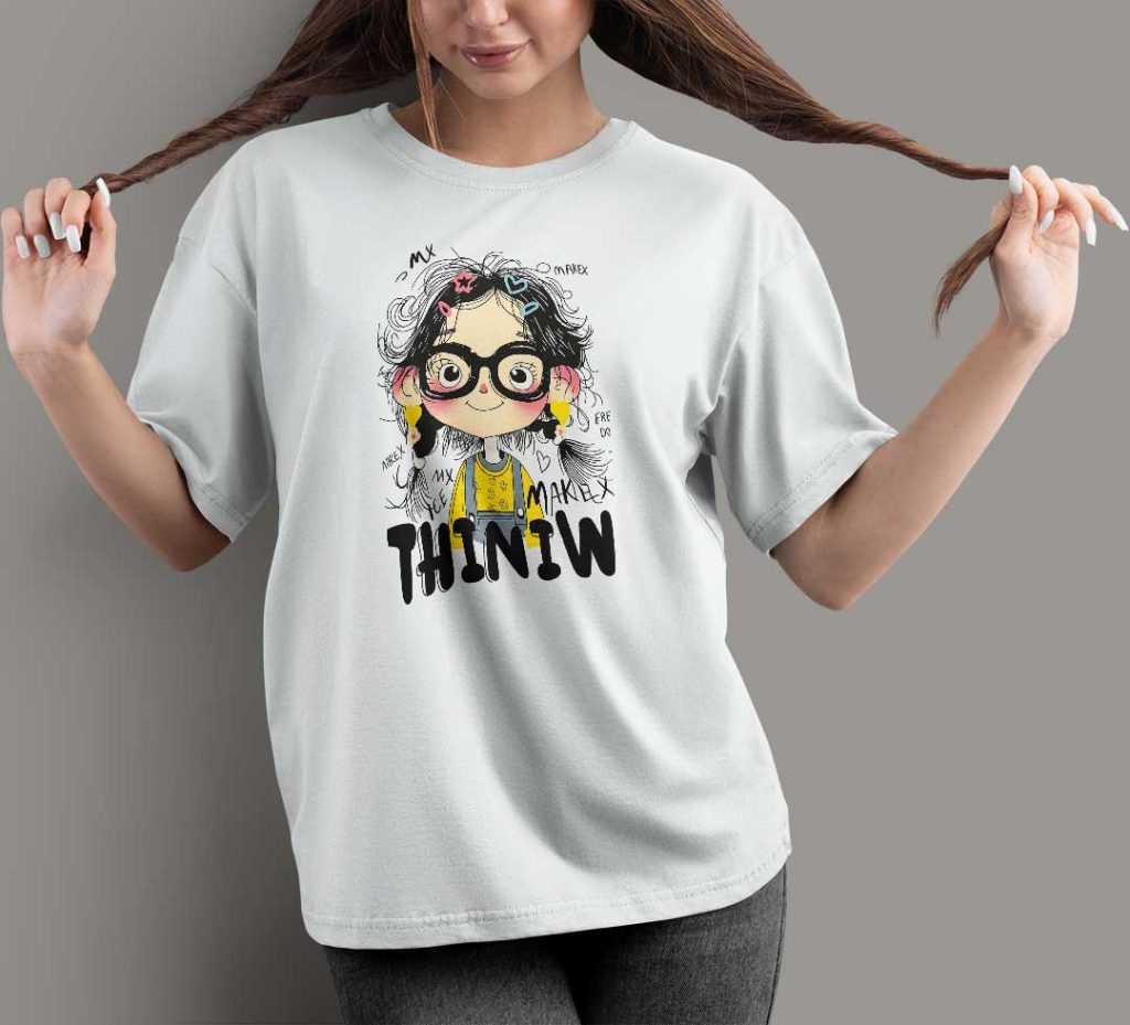 چاپ روی تیشرت بیسیک تمام نخه زنانه